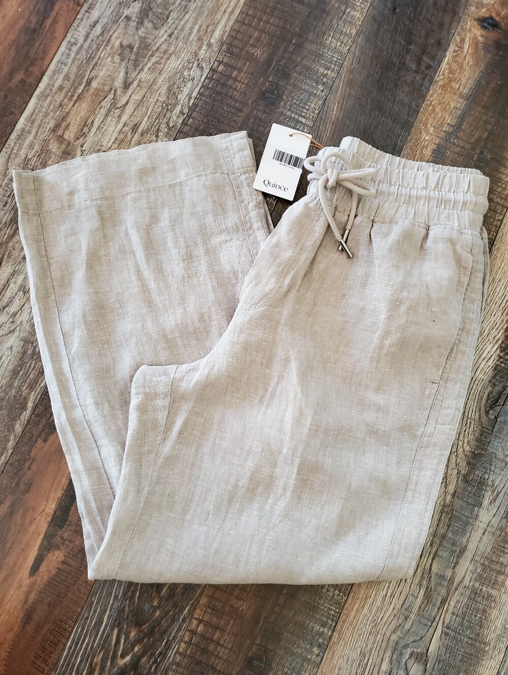 Quince 100% European Linen Wide Leg Pants Flax Drawstring
